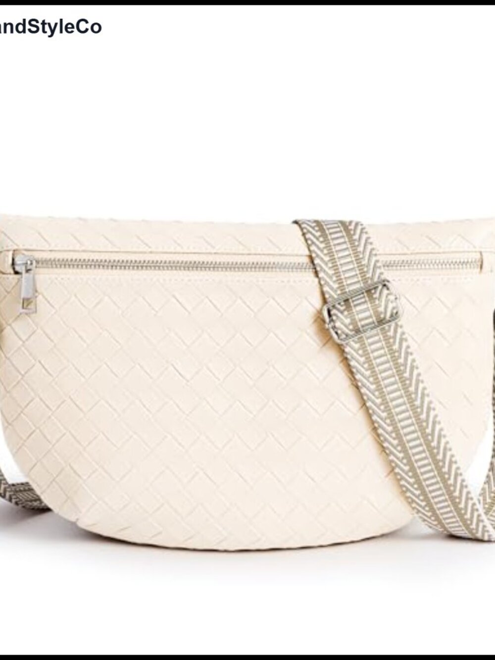 Faux Leather Woven Crossbody Bag Fanny Pack Slim Travel Sling